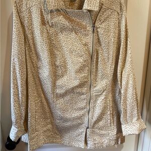 Chico's Cream Leopard Print Leather Jacket